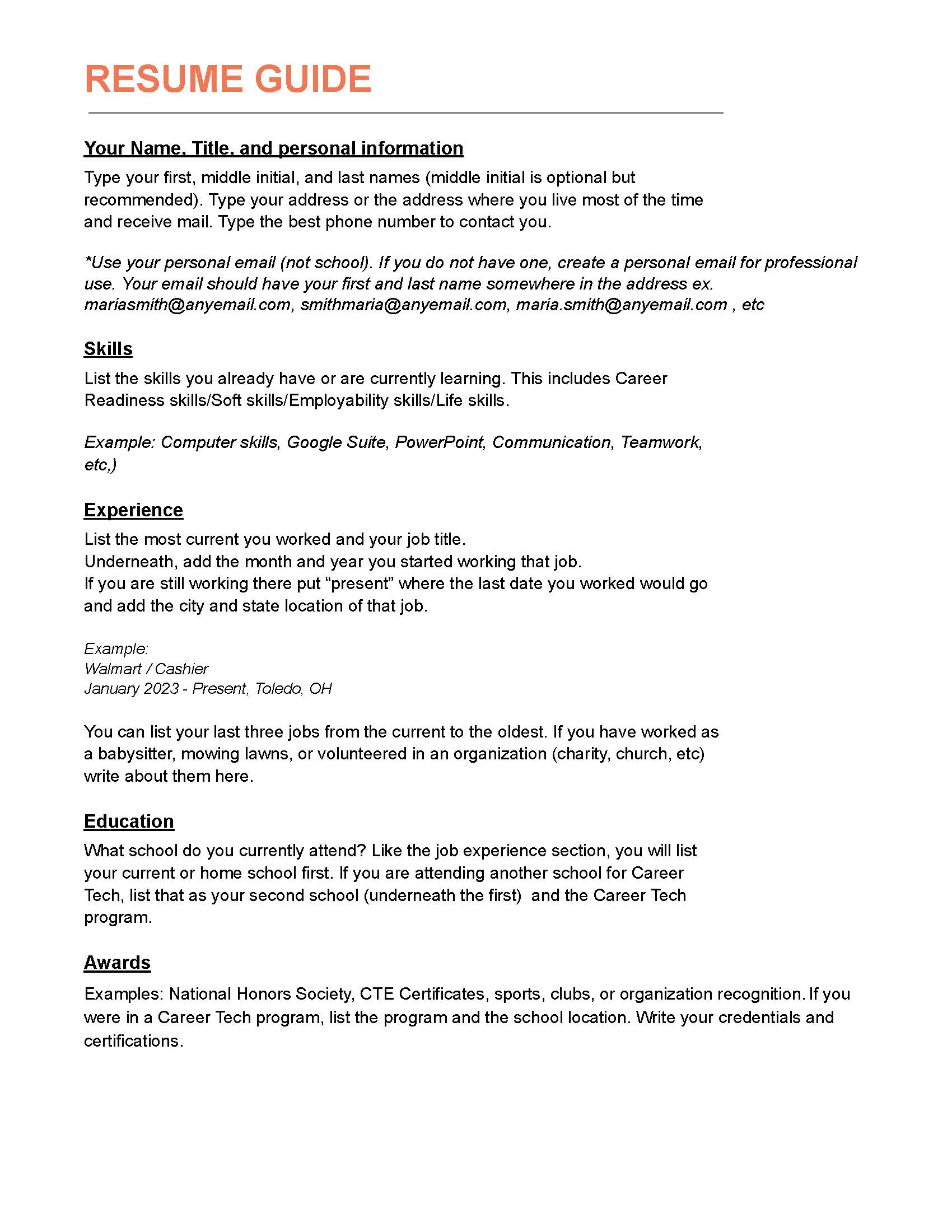 Resume Template Page 2