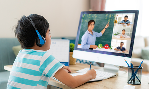 Student in virtual school